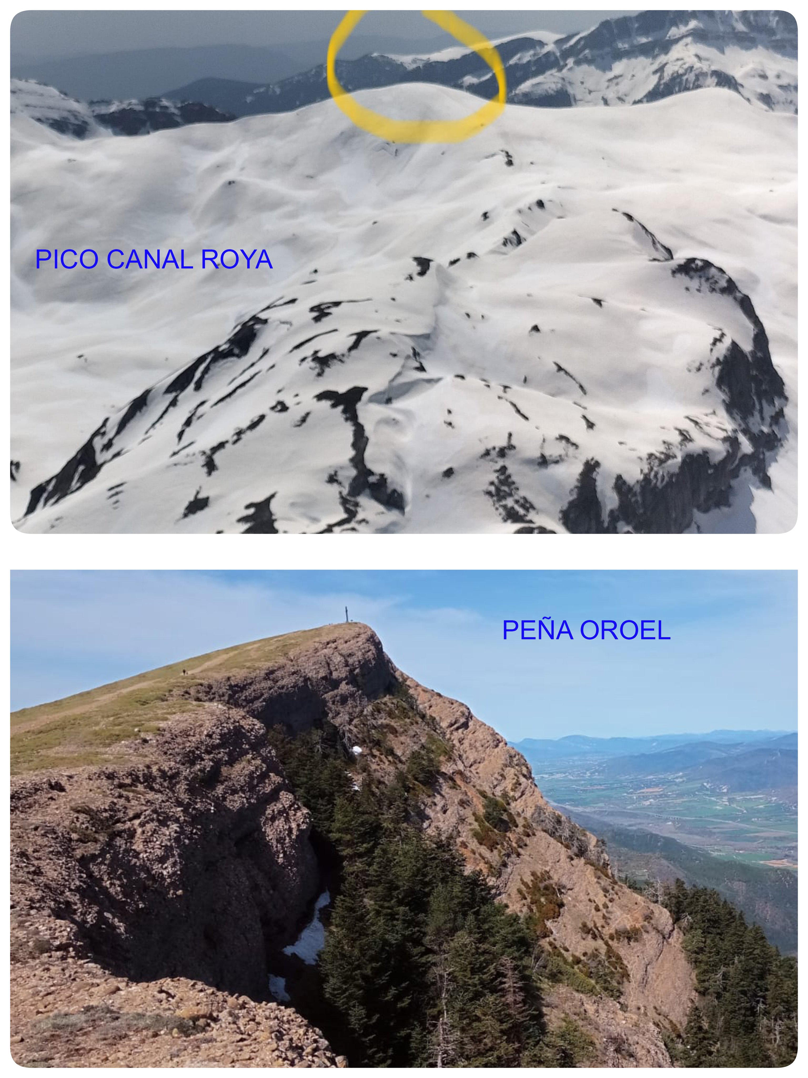 Foto Opción 1 RAQUETAS - Portalet - Pico Canal Roya - Portalet  Opción 2 Barós - Peña Oroel - Jaca 